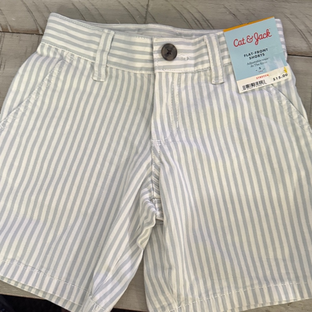 Cat & Jack Women's Light Blue Striped Bermudas